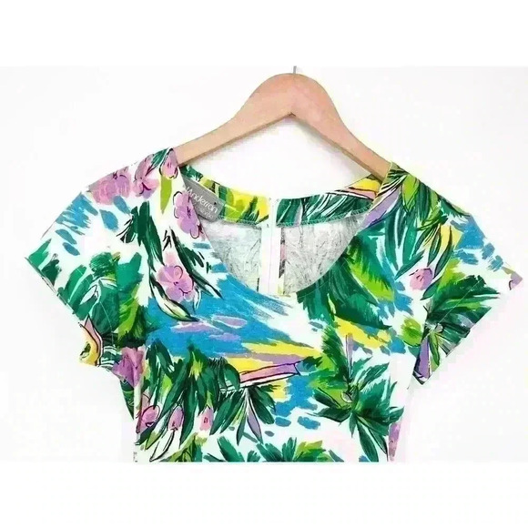 Vintage 90s Carol Anderson Maxi Dress Tropical Floral Cruise Summer Modest 3/4 - Picture 2 of 12